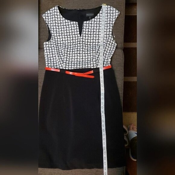 Connected Apparel Grid Sheath Dress Dark Academia Collegiate Workwear Size 10 - Picture 9 of 9